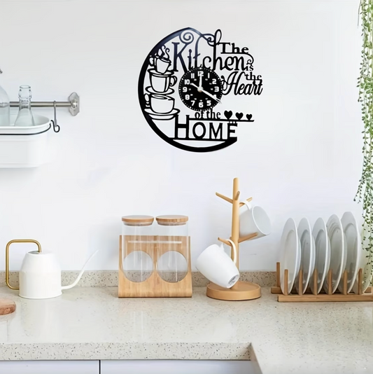 Black Cut-Out Kitchen Wall Clock, Vinyl Record Style, view 2