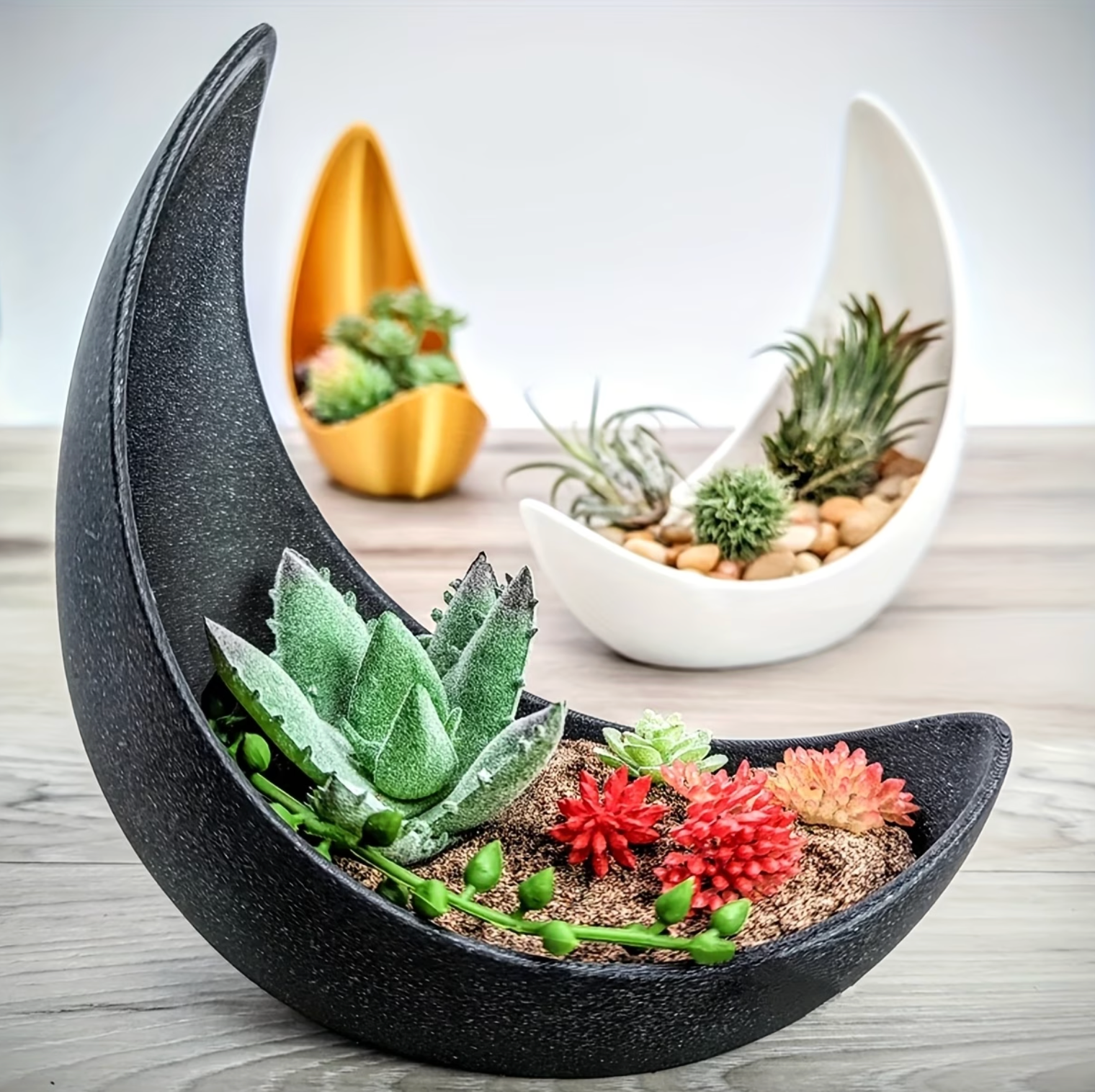 Crescent Moon Planter with Drainage, 5.9 in