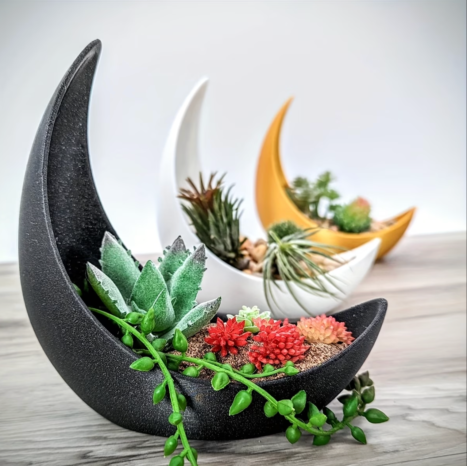 Crescent Moon Planter with Drainage, 5.9 in, view 4