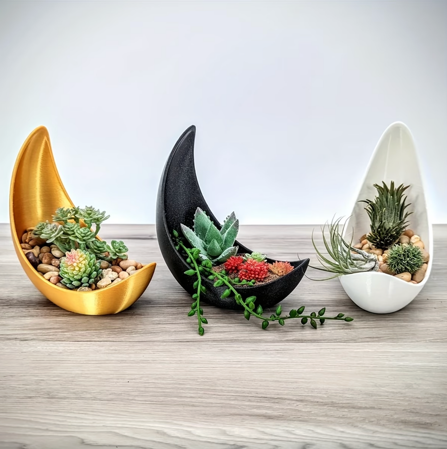 Crescent Moon Planter with Drainage, 5.9 in, view 5