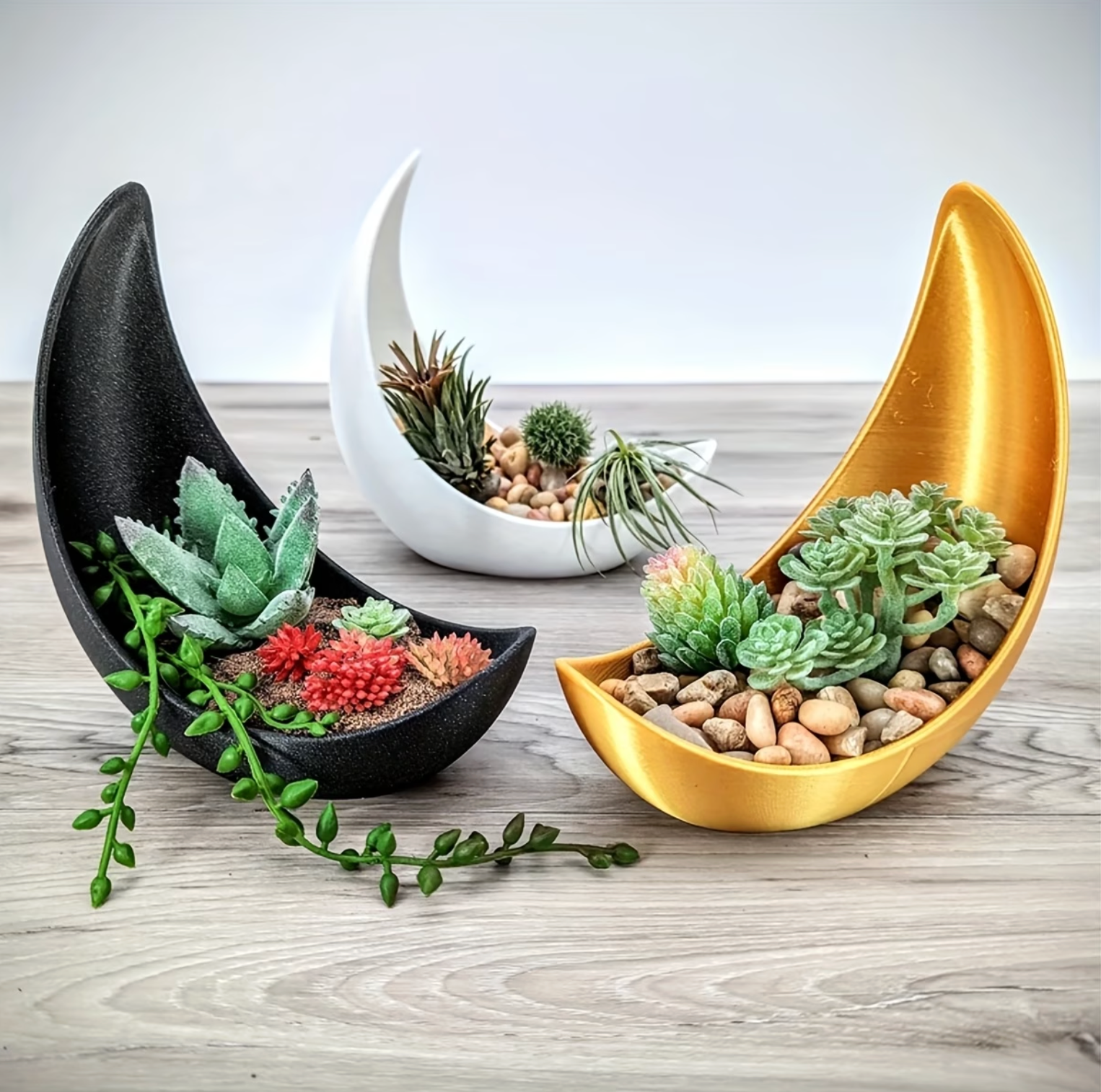 Crescent Moon Planter with Drainage, 5.9 in, view 3