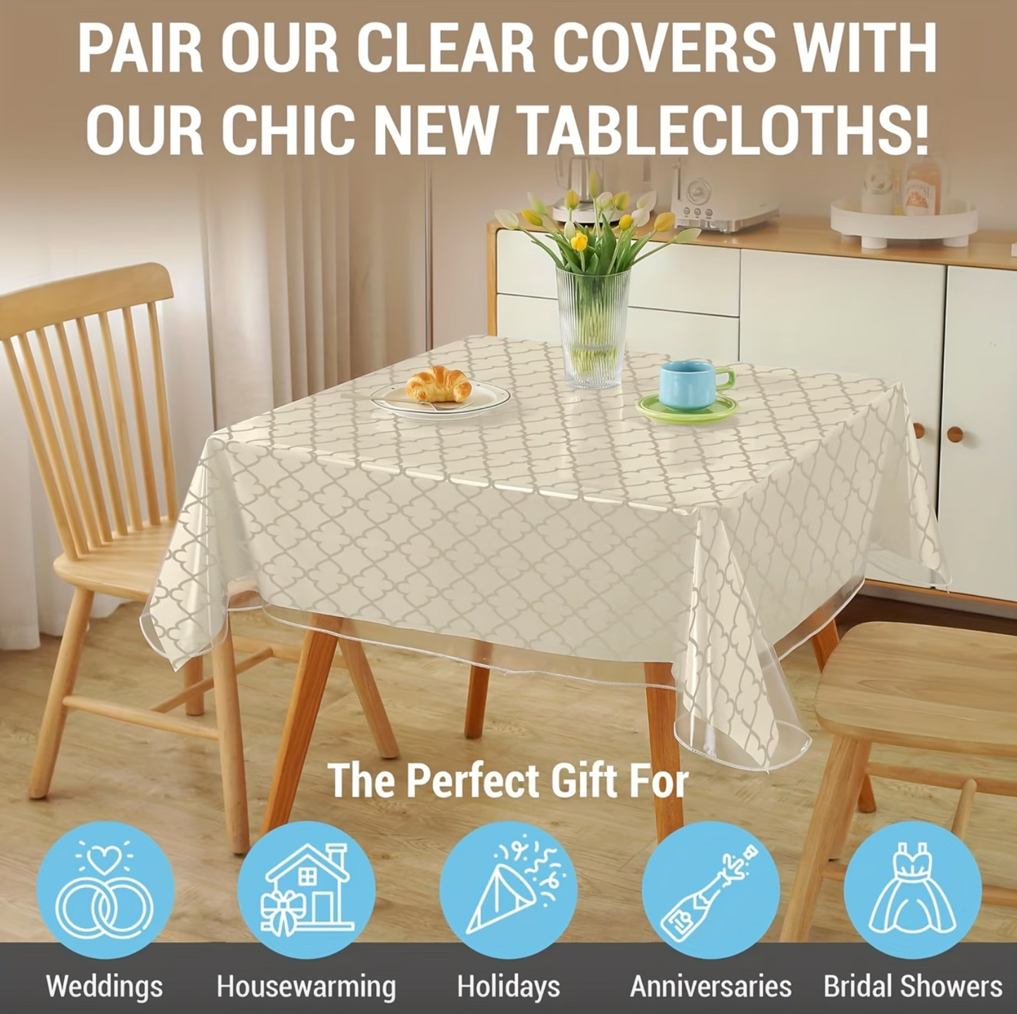 Clear Vinyl Tablecloth Protector for Rectangular Tables, view 4