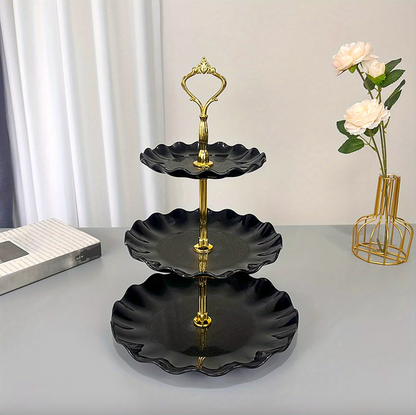 Three Tier Serving Stand with Ruffled Trays