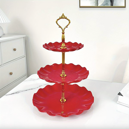 Three Tier Serving Stand with Ruffled Trays, view 13