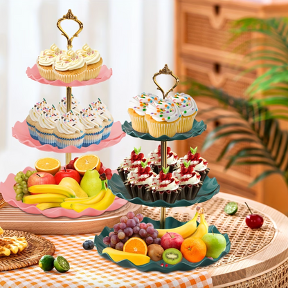 Three Tier Serving Stand with Ruffled Trays, view 10