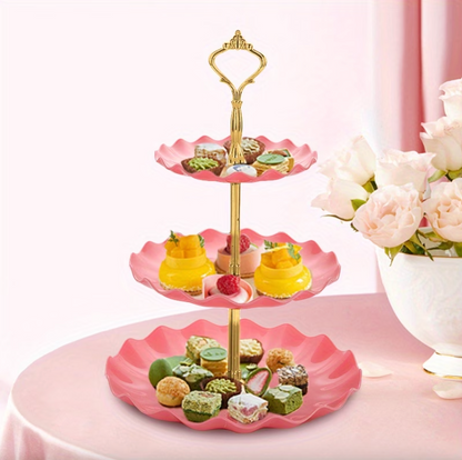 Three Tier Serving Stand with Ruffled Trays, view 6