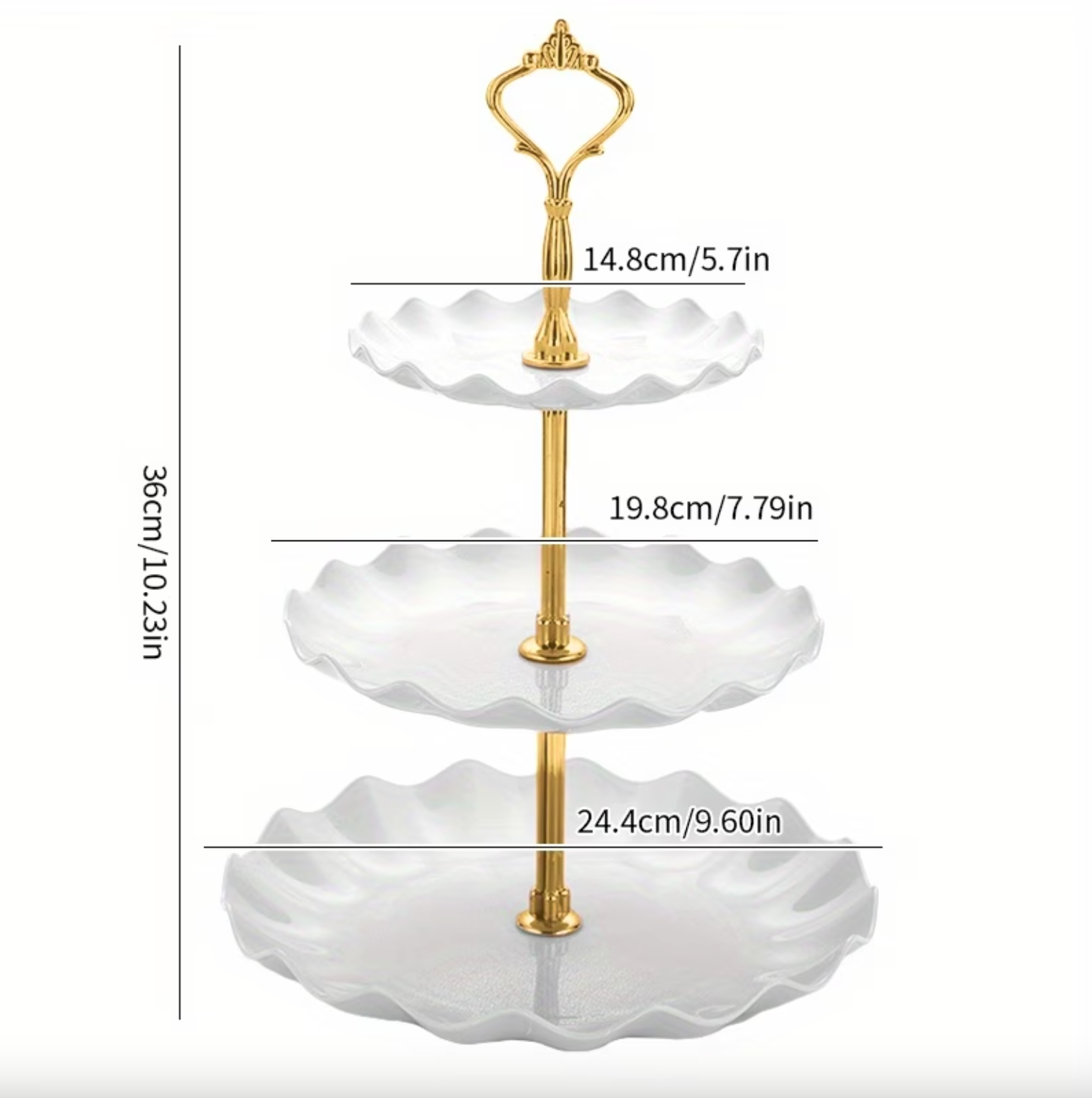 Three Tier Serving Stand with Ruffled Trays, view 16