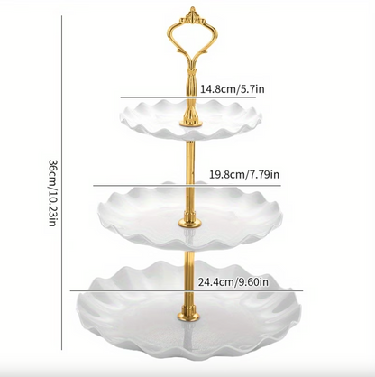 Three Tier Serving Stand with Ruffled Trays, view 16