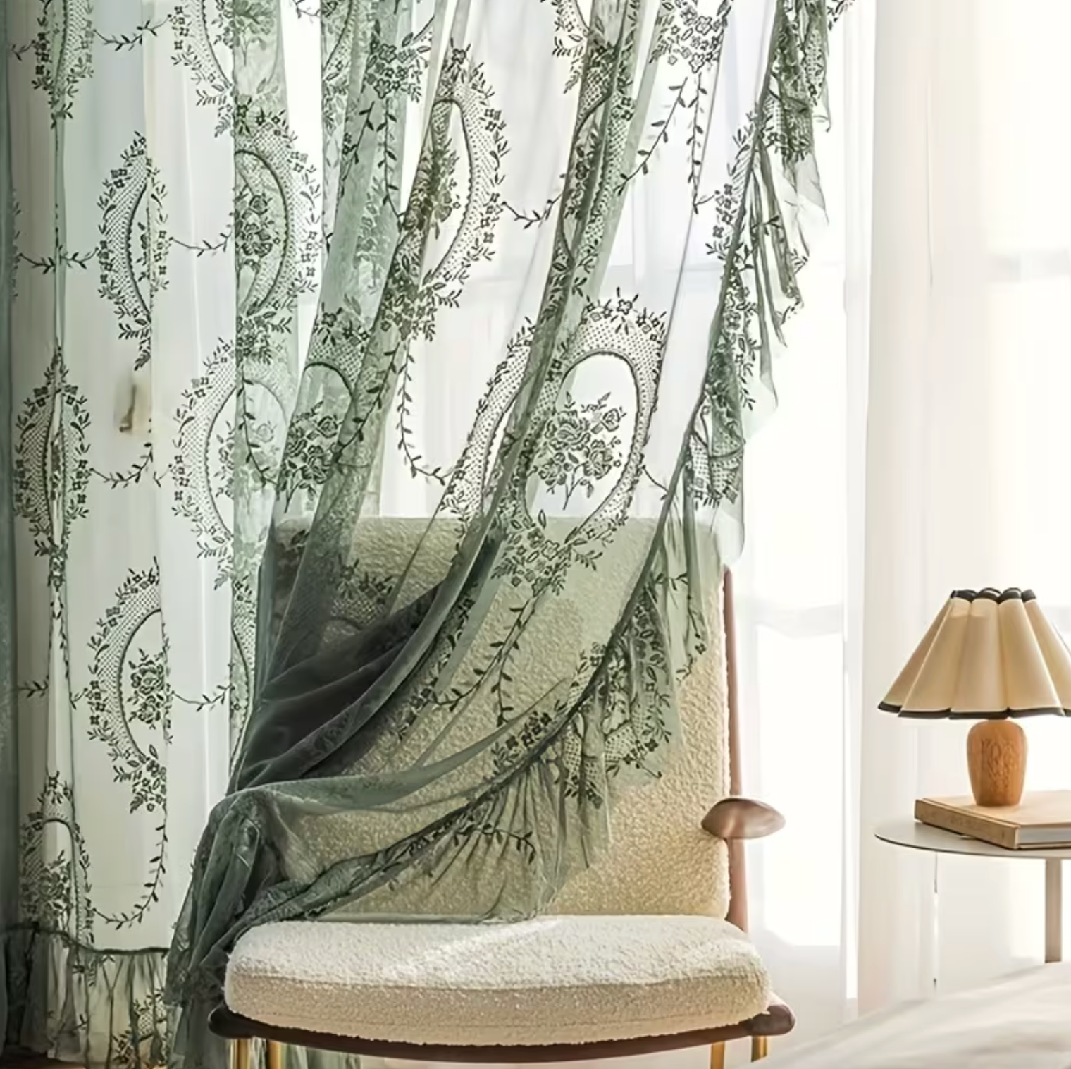 Sheer Botanical Embroidered Jacquard Curtain