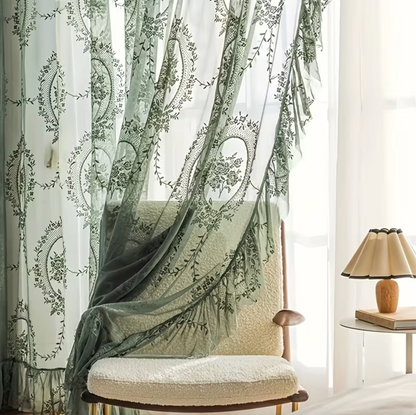 Sheer Botanical Embroidered Jacquard Curtain