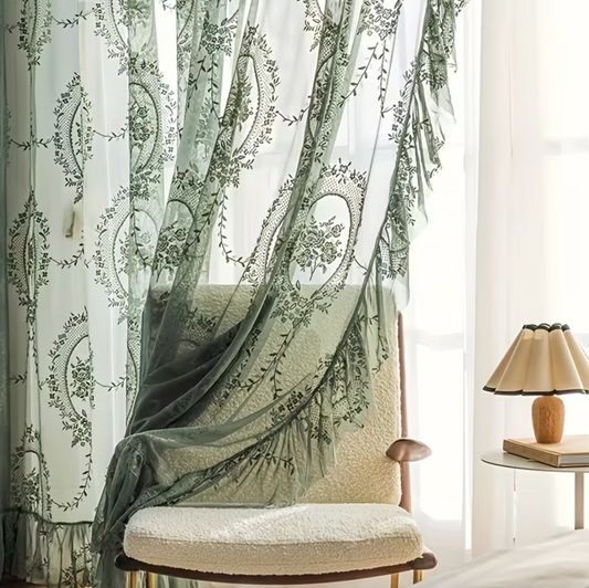 Sheer Botanical Embroidered Jacquard Curtain