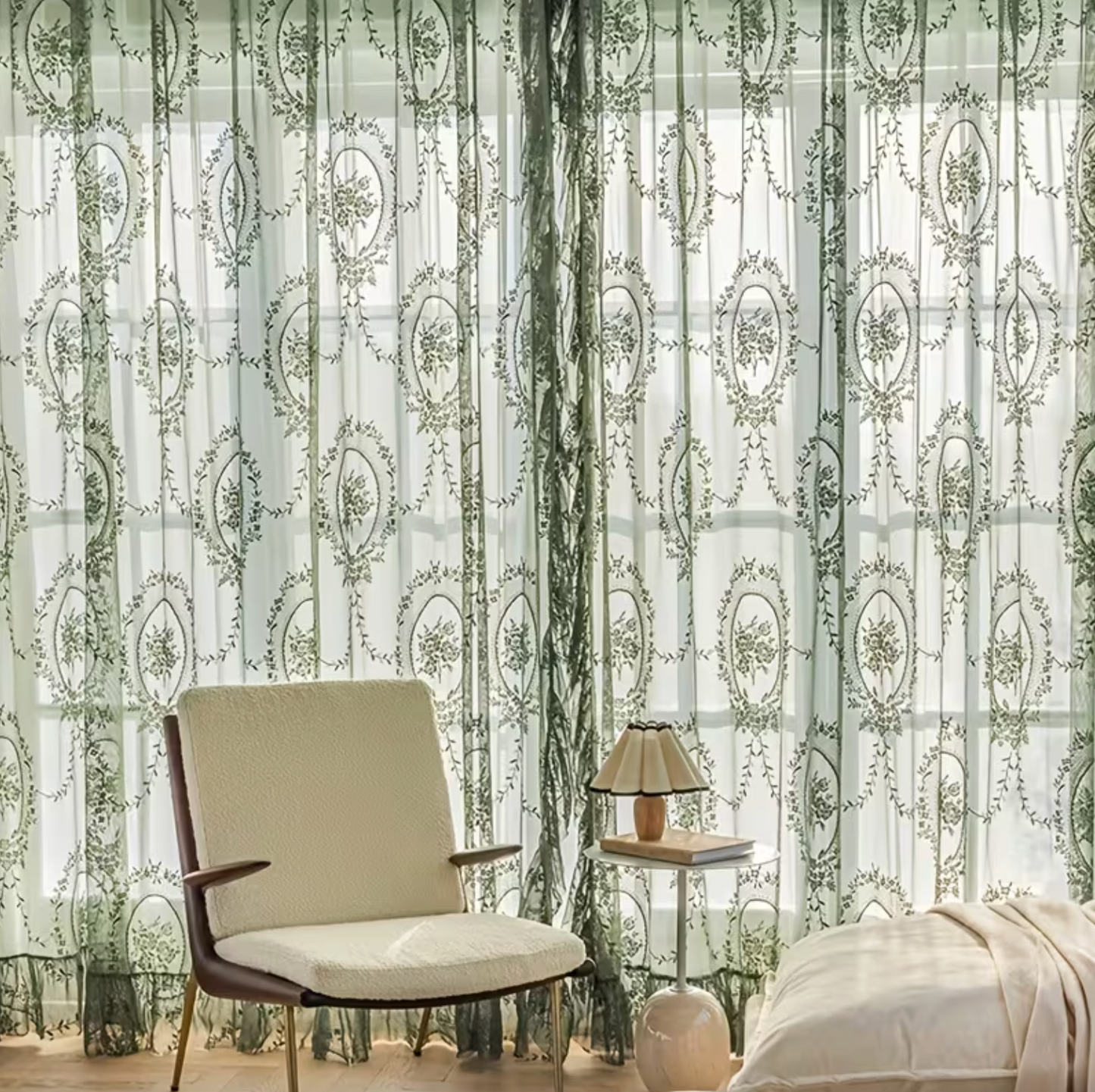 Sheer Botanical Embroidered Jacquard Curtain, view 2