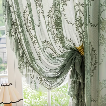 Sheer Botanical Embroidered Jacquard Curtain, view 7
