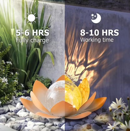Solar Lotus Flower Garden Light with Glowing Orb, view 6