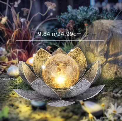 Solar Lotus Flower Garden Light with Glowing Orb, view 10