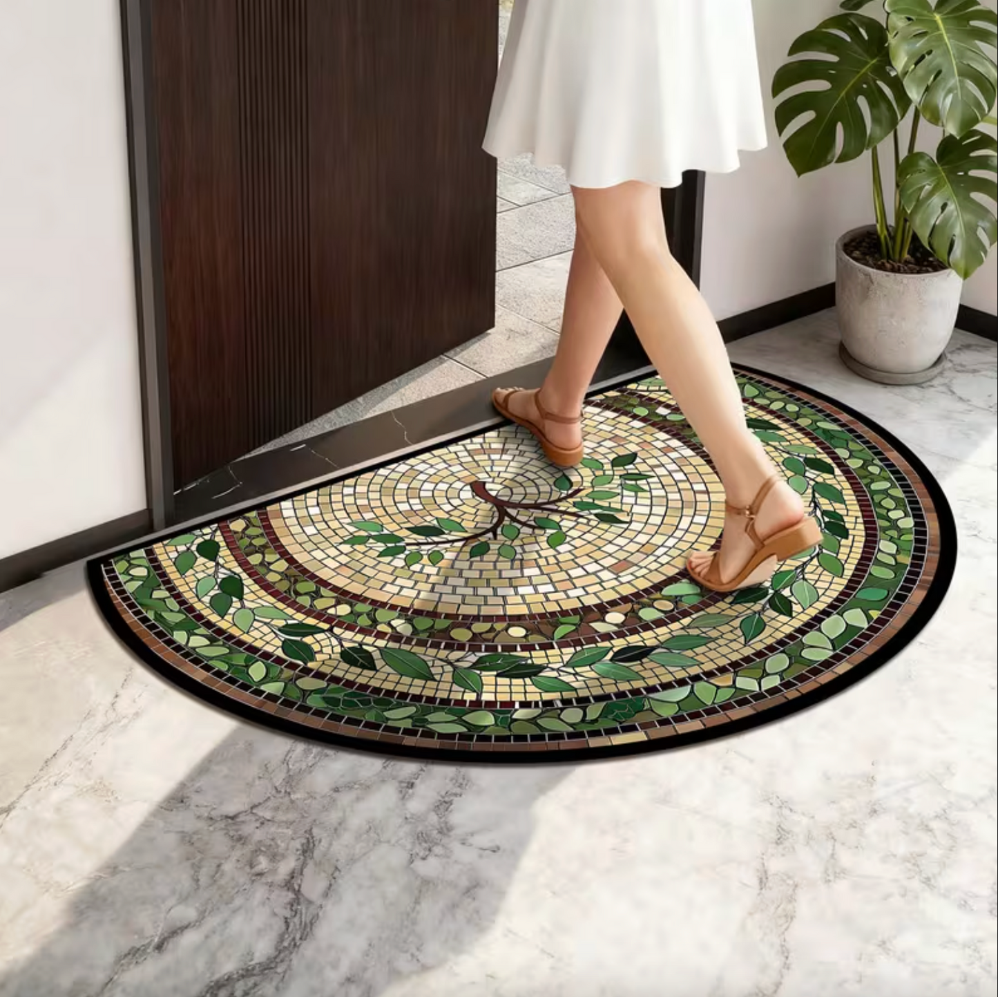 Mosaic Vine Leaf Doormat for Entryways, view 5