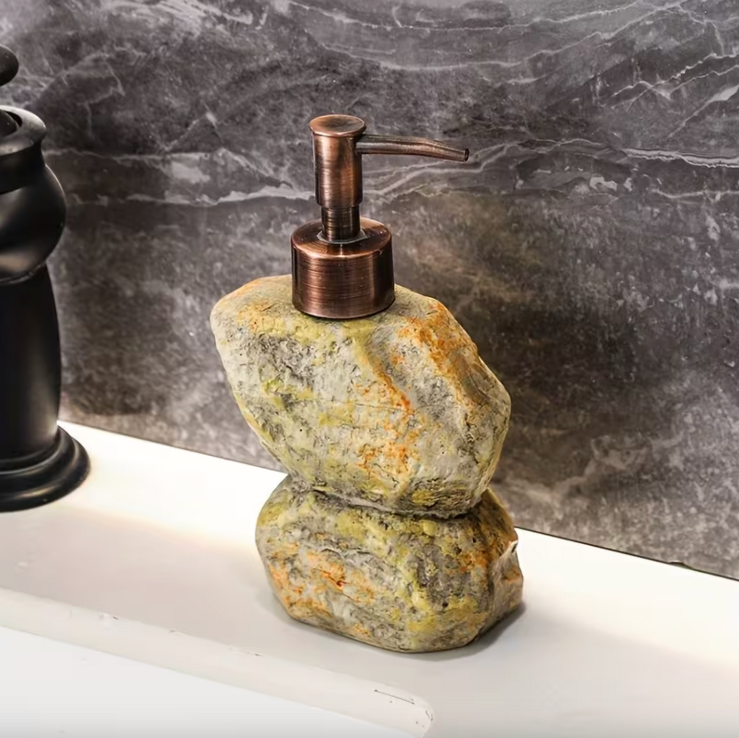 Stone Texture Ceramic Soap Dispenser with Pump, view 3