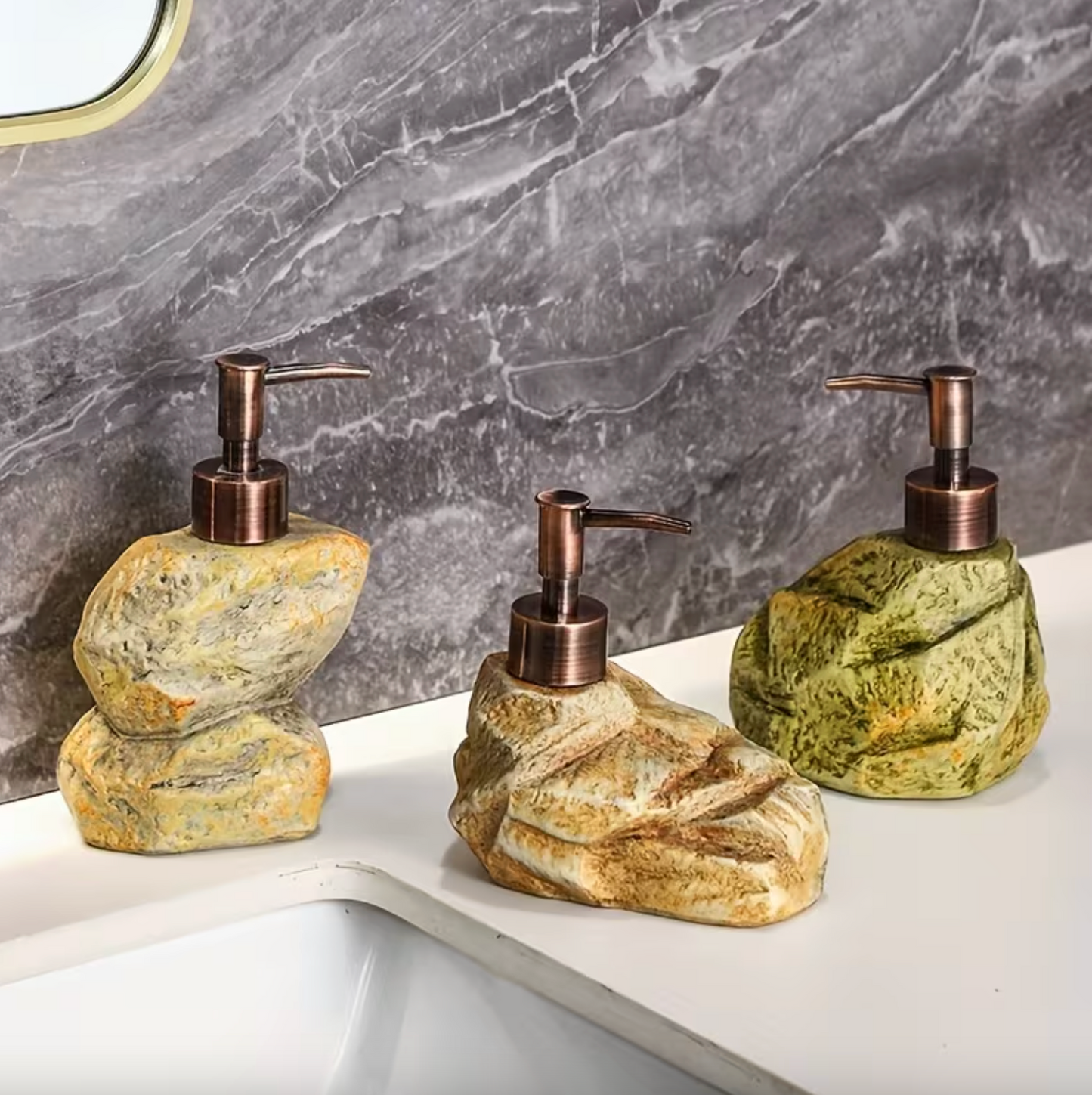 Stone Texture Ceramic Soap Dispenser with Pump, view 4