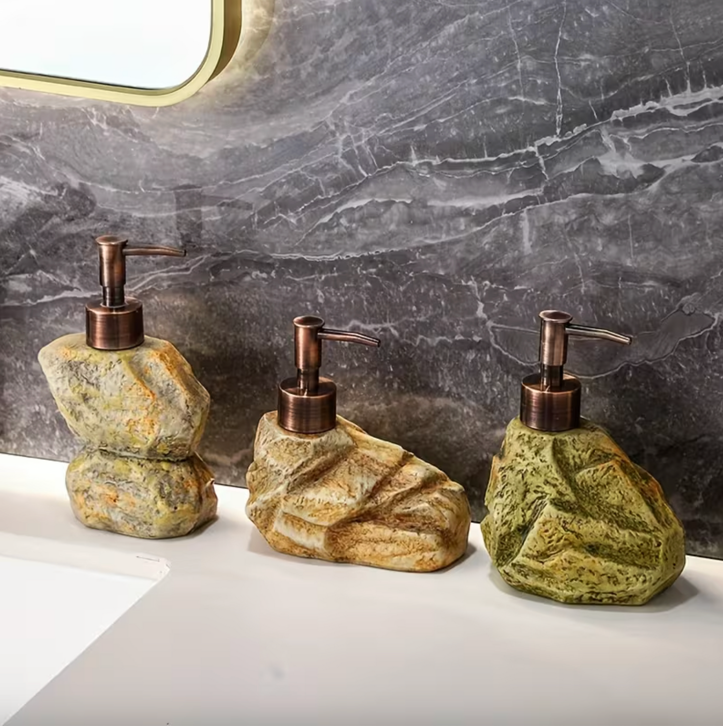 Stone Texture Ceramic Soap Dispenser with Pump, view 5