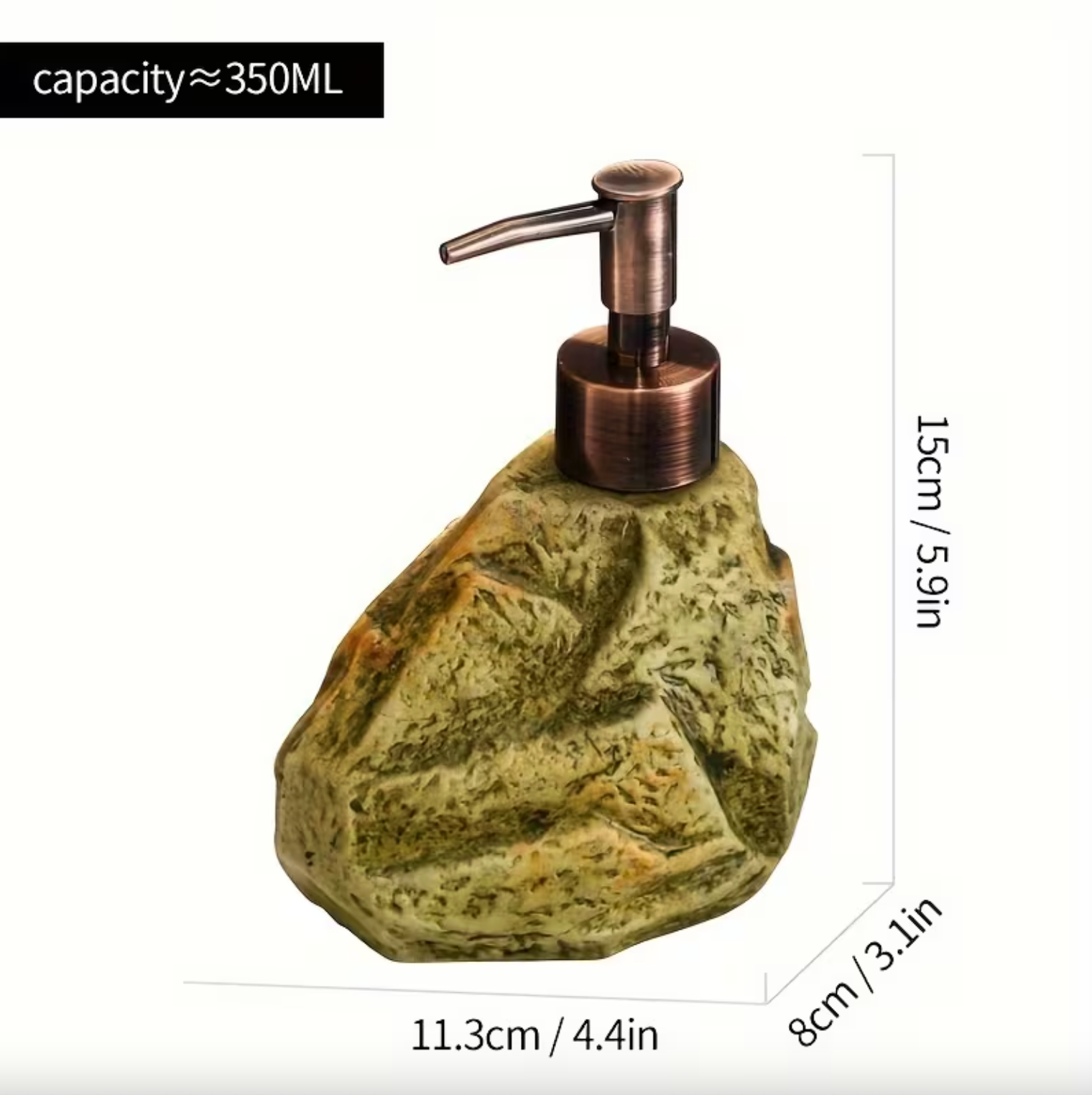 Stone Texture Ceramic Soap Dispenser with Pump, view 9