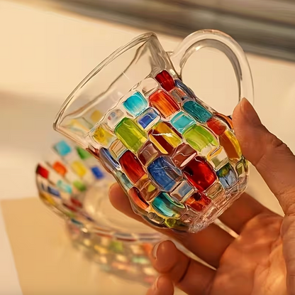 Mosaic Stained Glass Teacup and Saucer, 4.7 oz, view 3