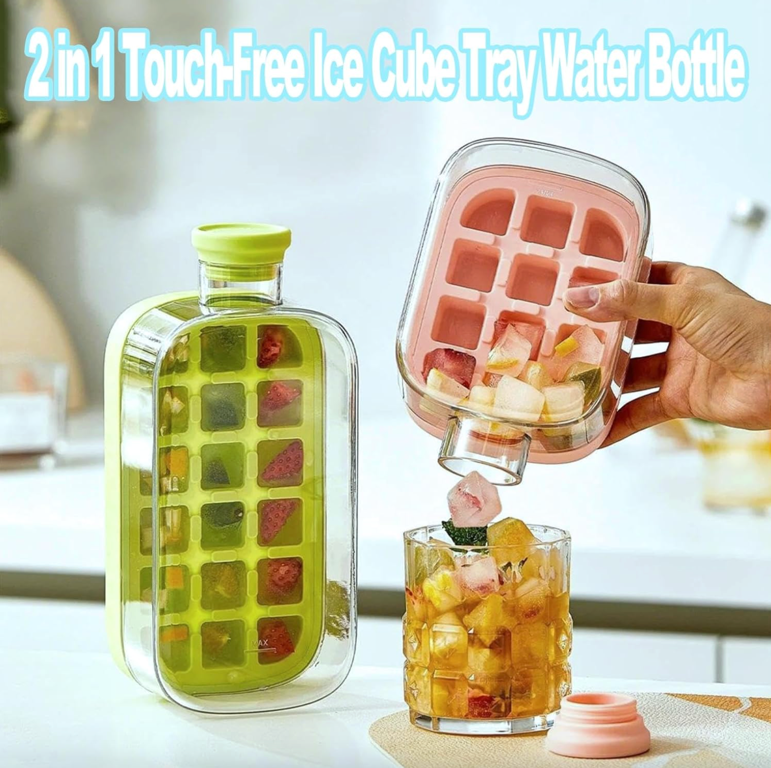 Ice Cube Maker Water Bottle with Press Release, view 3