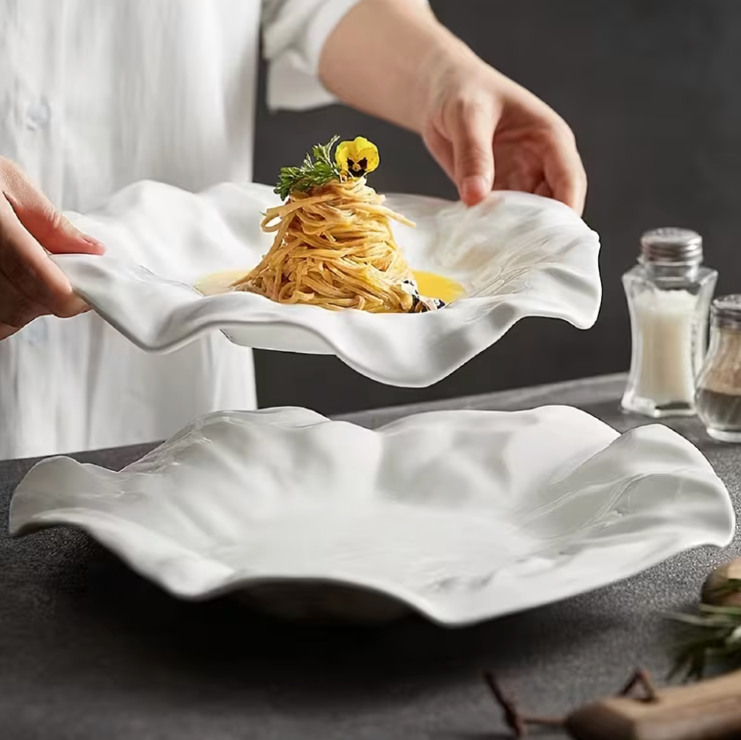 Sculptural Folded Ceramic Plate, 8 in or 11 in