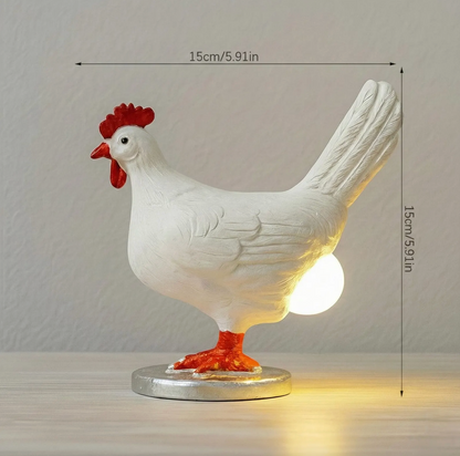 Chicken Table Lamp with a Glowing Egg Bulb, view 7