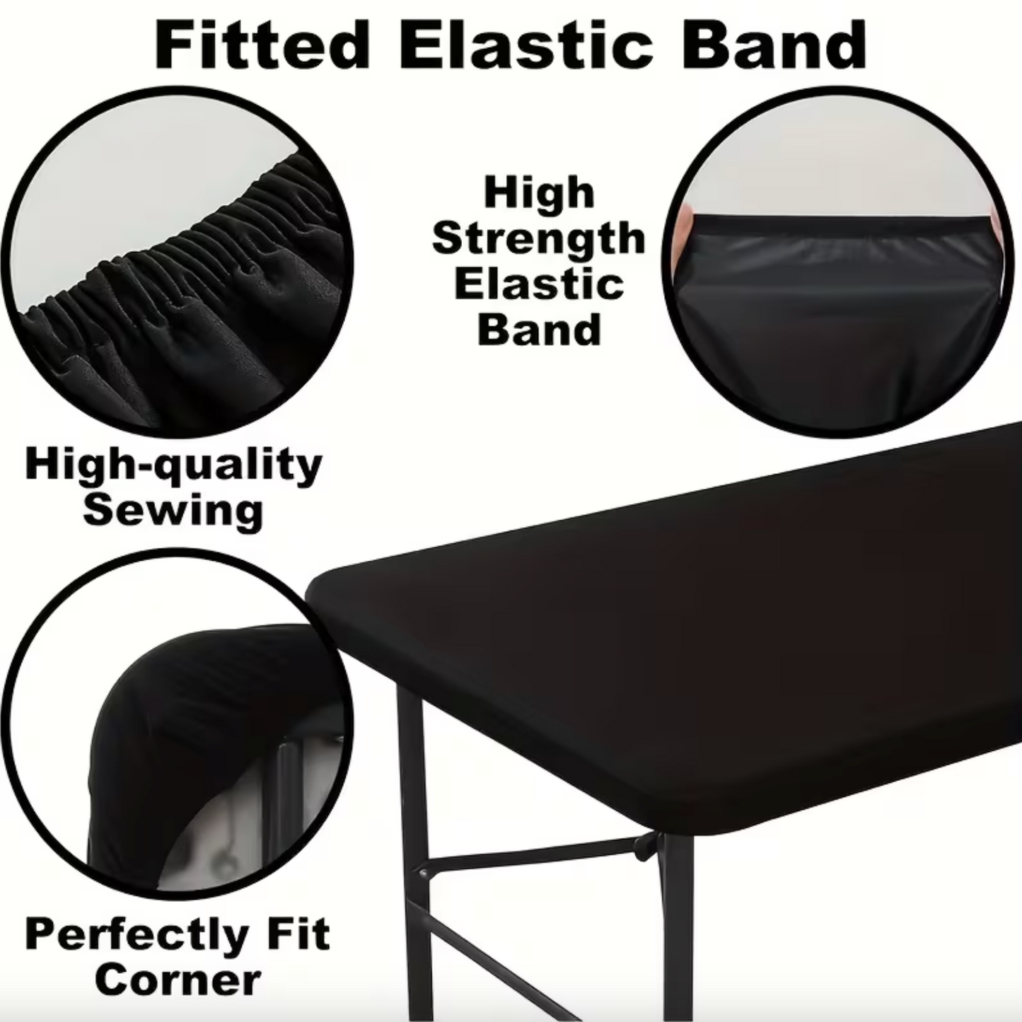 Stretch Fitted Table Cover for 6 ft Folding Tables, view 2