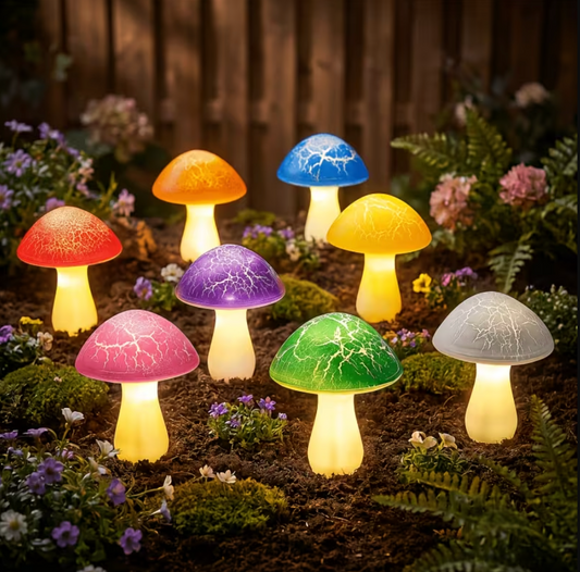 Solar Mushroom Garden Lights with Glass Caps