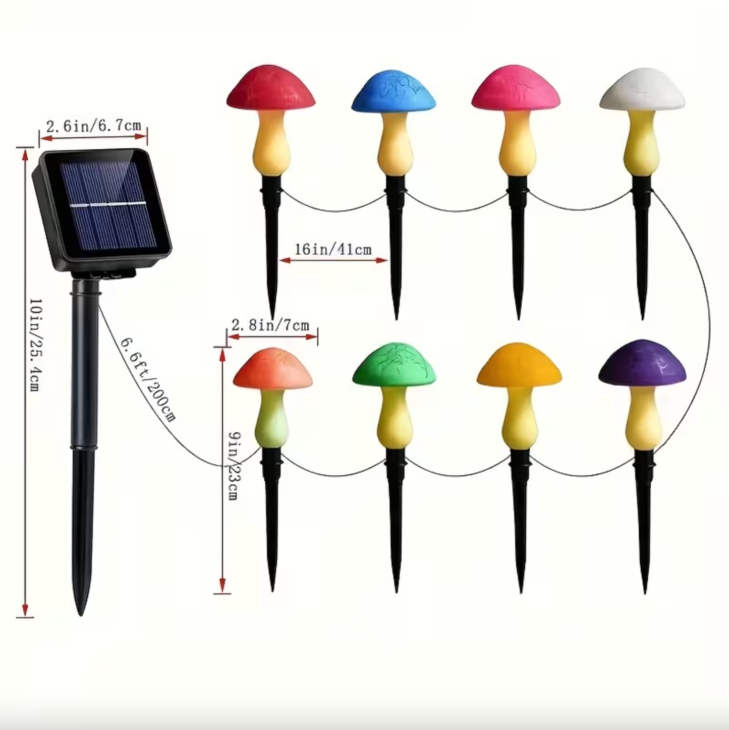 Solar Mushroom Garden Lights with Glass Caps, view 6