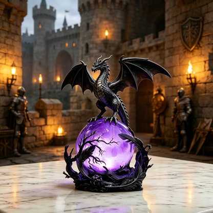 Dragon Table Lamp with Glowing Orb, Blue or Violet, view 5