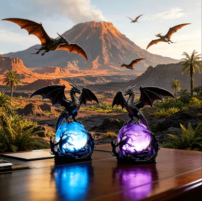 Dragon Table Lamp with Glowing Orb, Blue or Violet, view 3