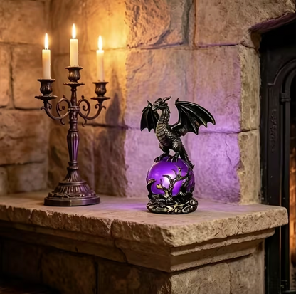 Dragon Table Lamp with Glowing Orb, Blue or Violet, view 7