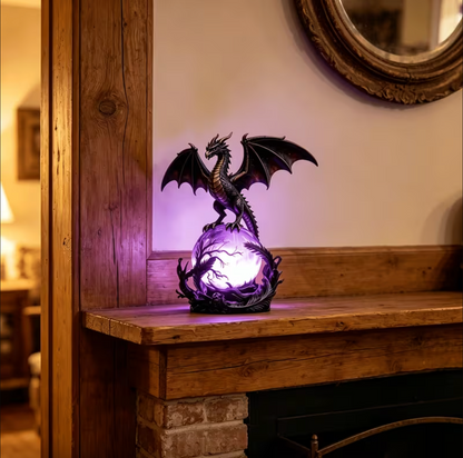 Dragon Table Lamp with Glowing Orb, Blue or Violet, view 9
