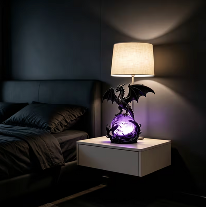 Dragon Table Lamp with Glowing Orb, Blue or Violet, view 6