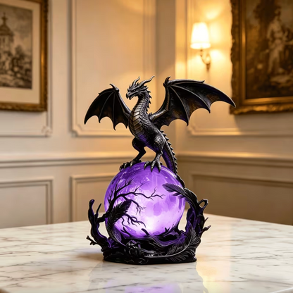 Dragon Table Lamp with Glowing Orb, Blue or Violet, view 2