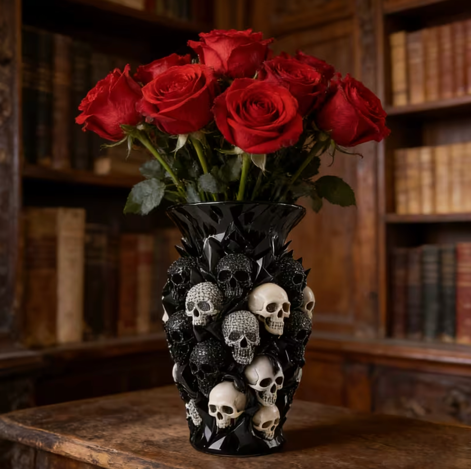 Gothic Skull Vase in Sculpted Resin