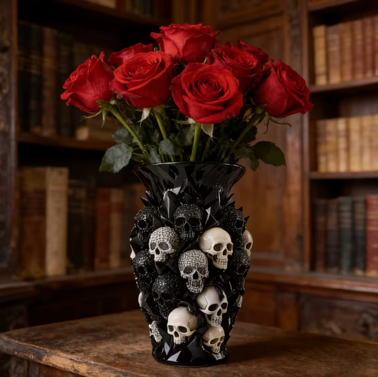 Gothic Skull Vase in Sculpted Resin