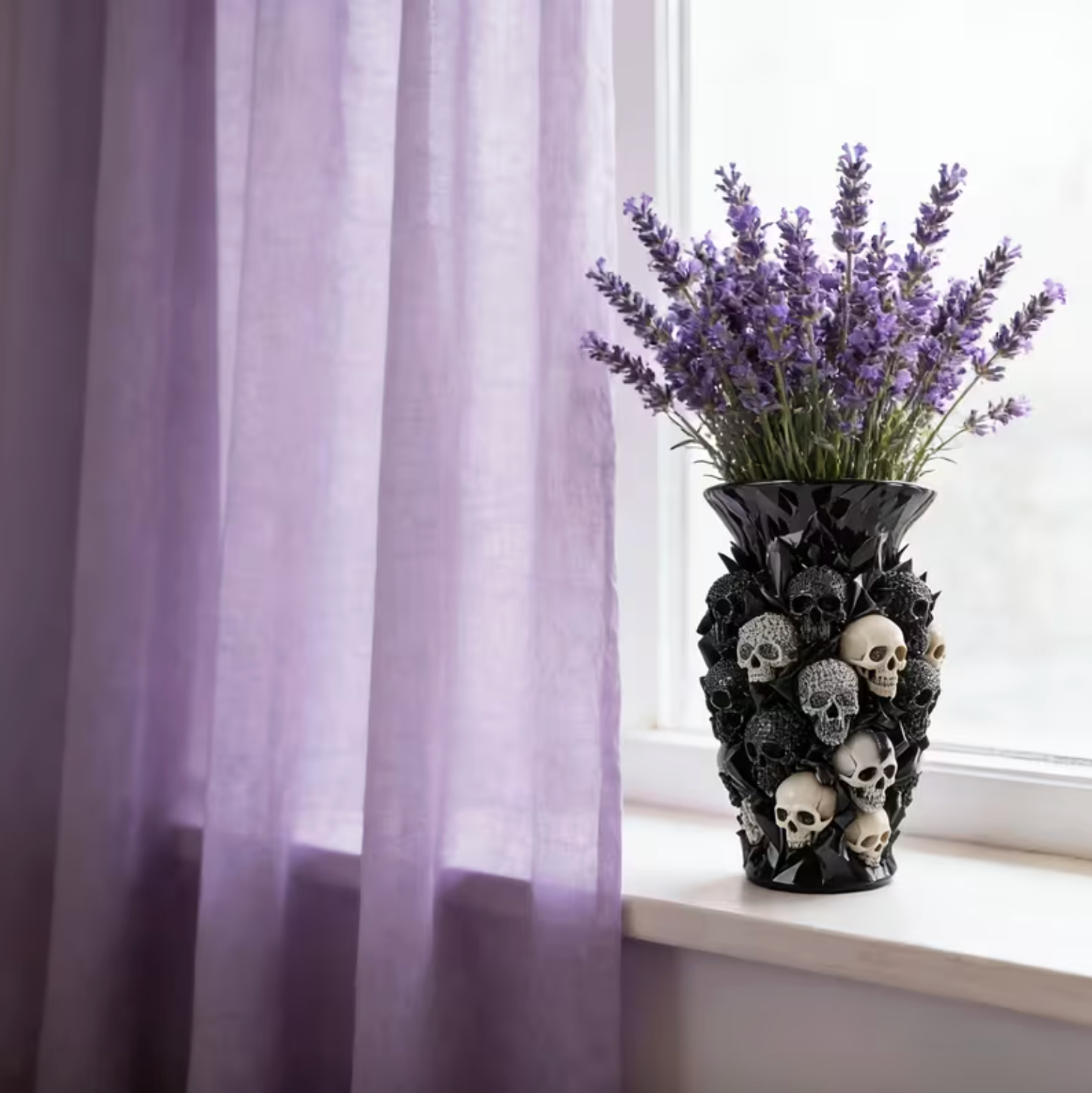 Gothic Skull Vase in Sculpted Resin, view 5