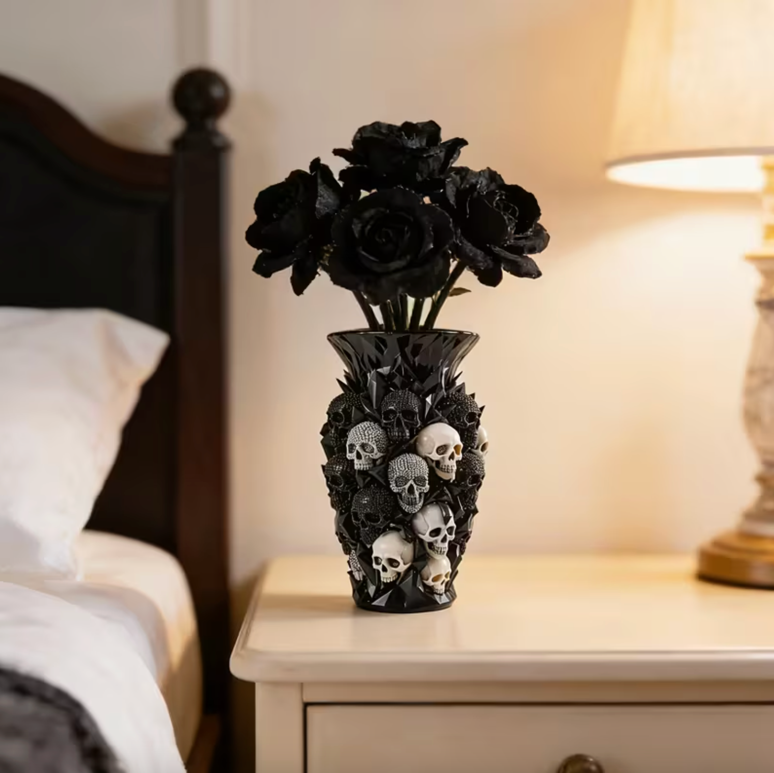 Gothic Skull Vase in Sculpted Resin, view 4