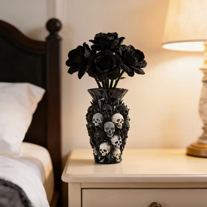 Gothic Skull Vase in Sculpted Resin, view 4
