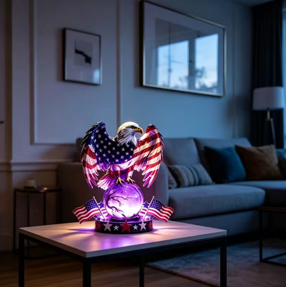 Eagle Lamp with Lit Crystal Orb, USB Powered, view 5
