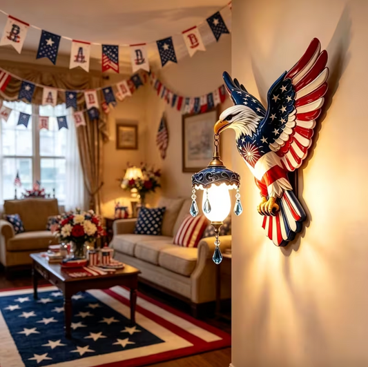 Wall Mounted Eagle Lamp with a Hanging Lantern