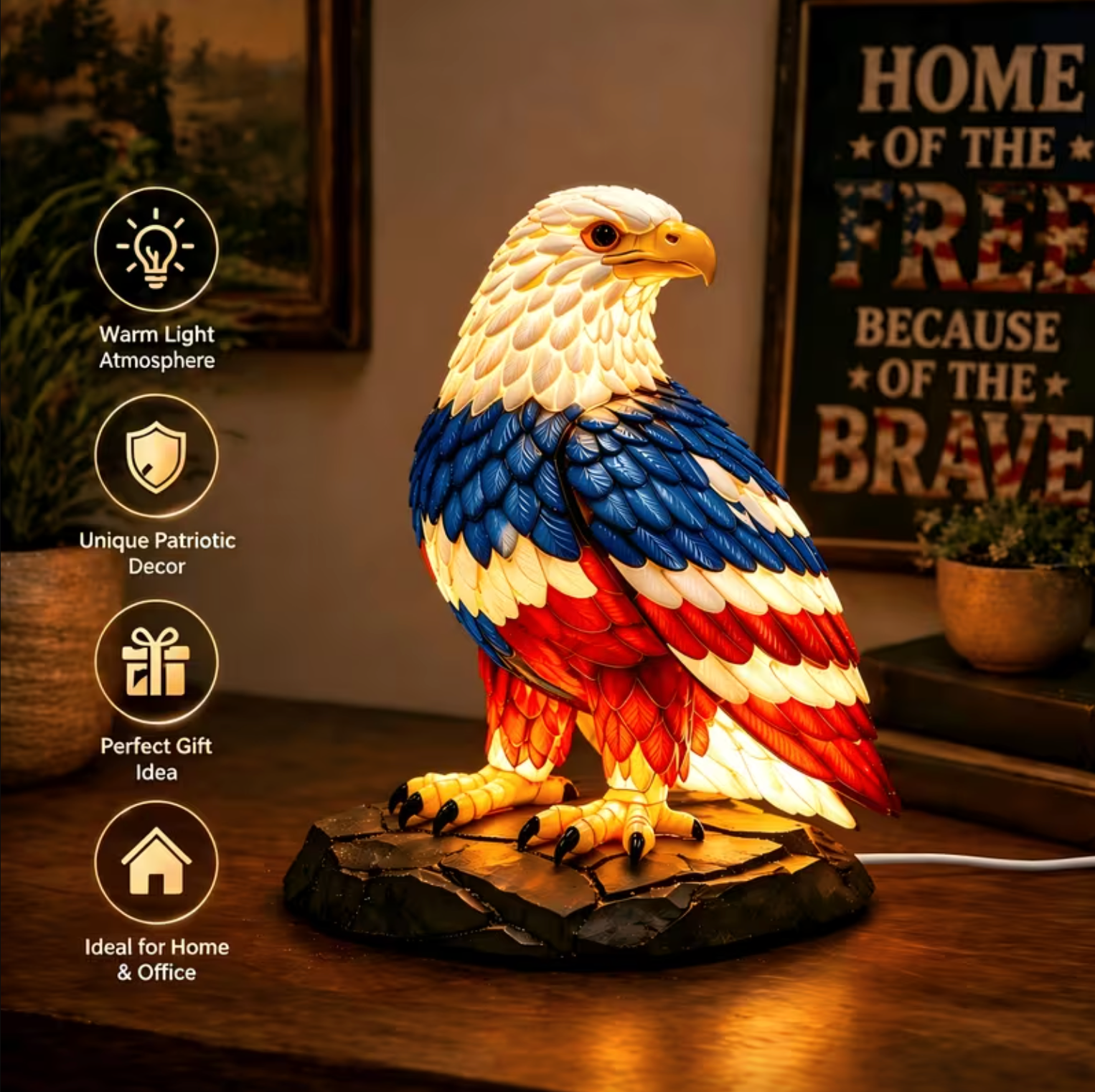 Bald Eagle LED Accent Lamp, America 250 Anniversary, view 3