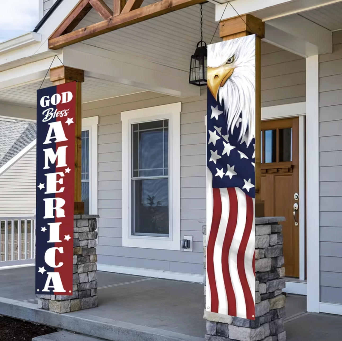Patriotic Eagle Porch Banner Set, Two Vertical Banners, view 2