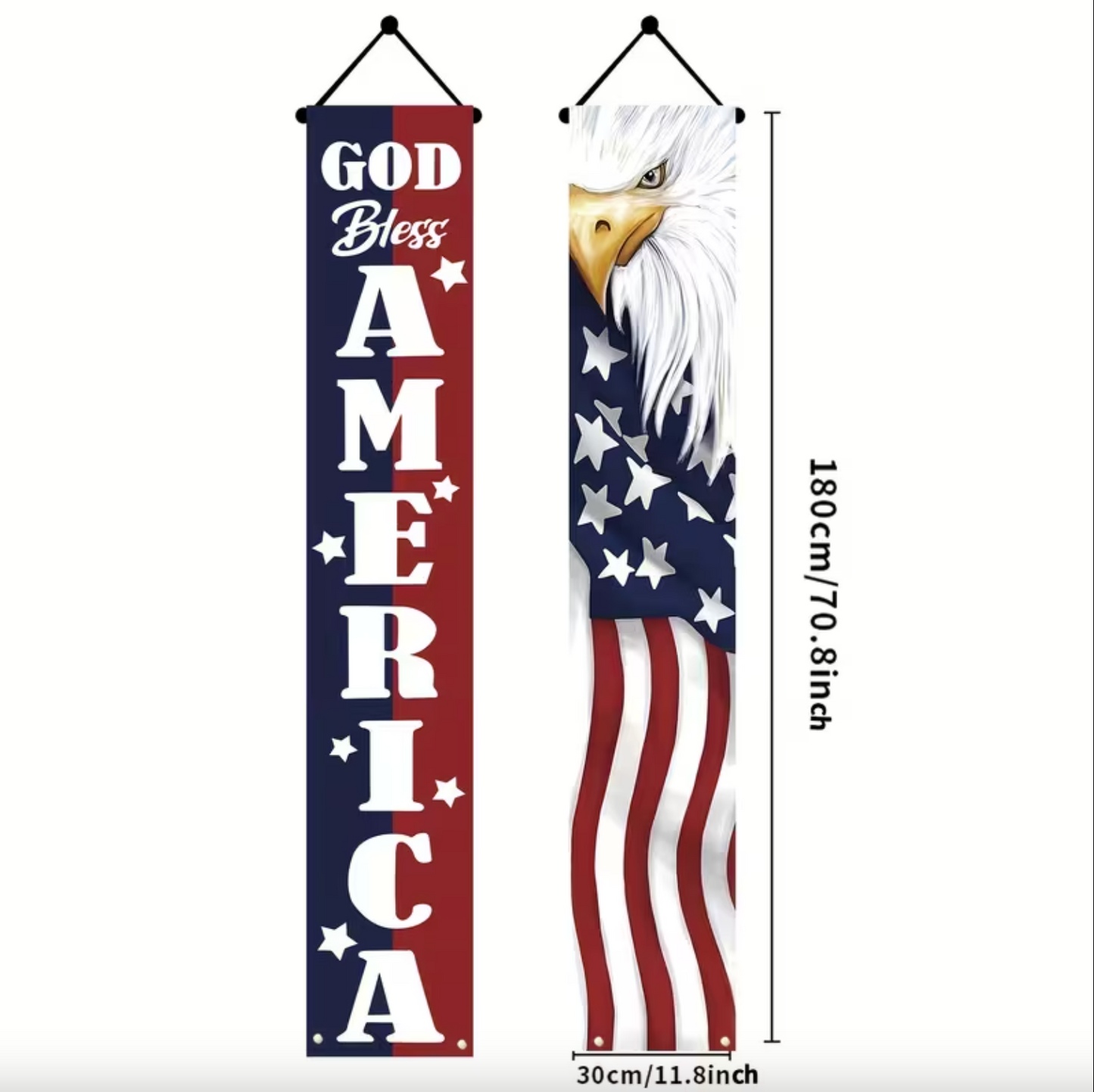 Patriotic Eagle Porch Banner Set, Two Vertical Banners, view 8