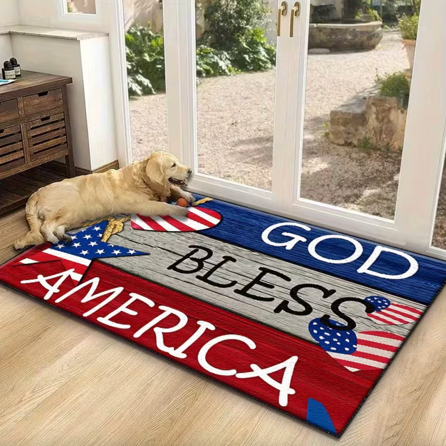 Patriotic Welcome Mat with Non Slip Rubber Backing, view 2