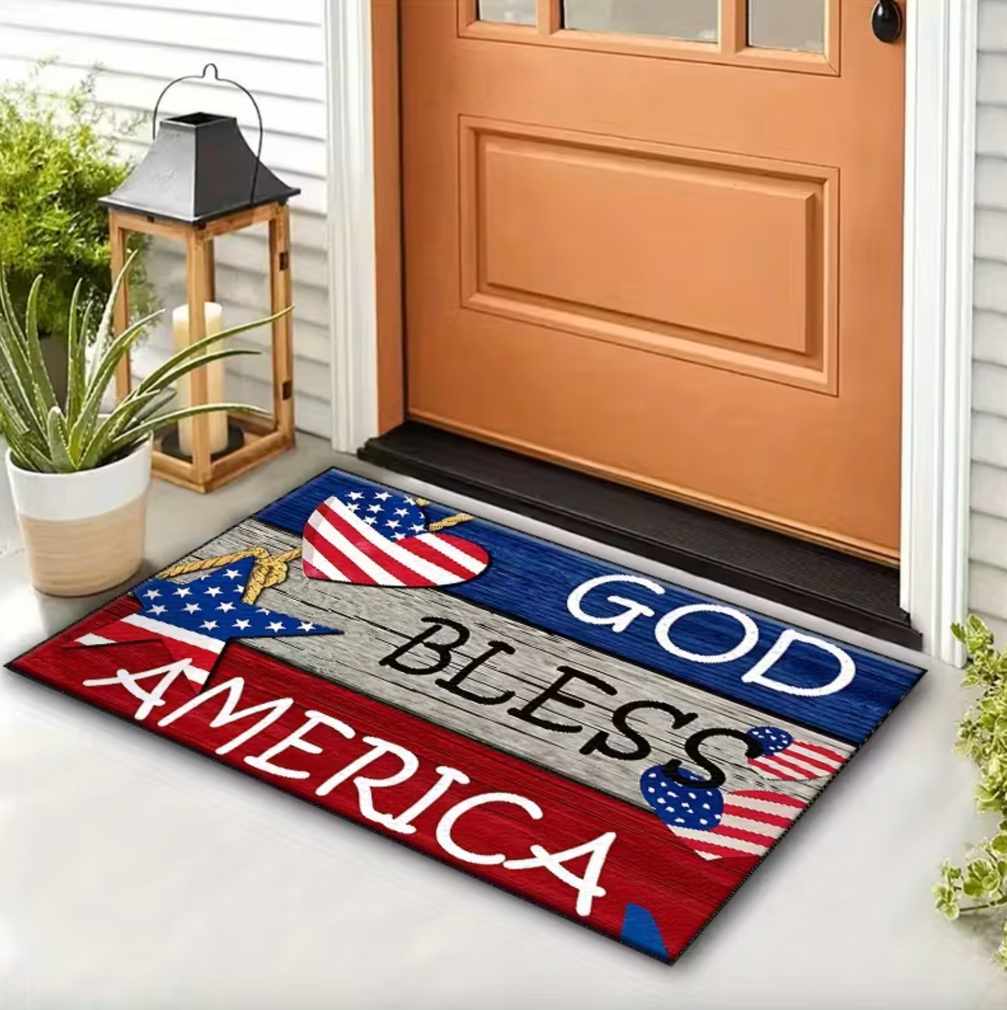 Patriotic Welcome Mat with Non Slip Rubber Backing, view 3