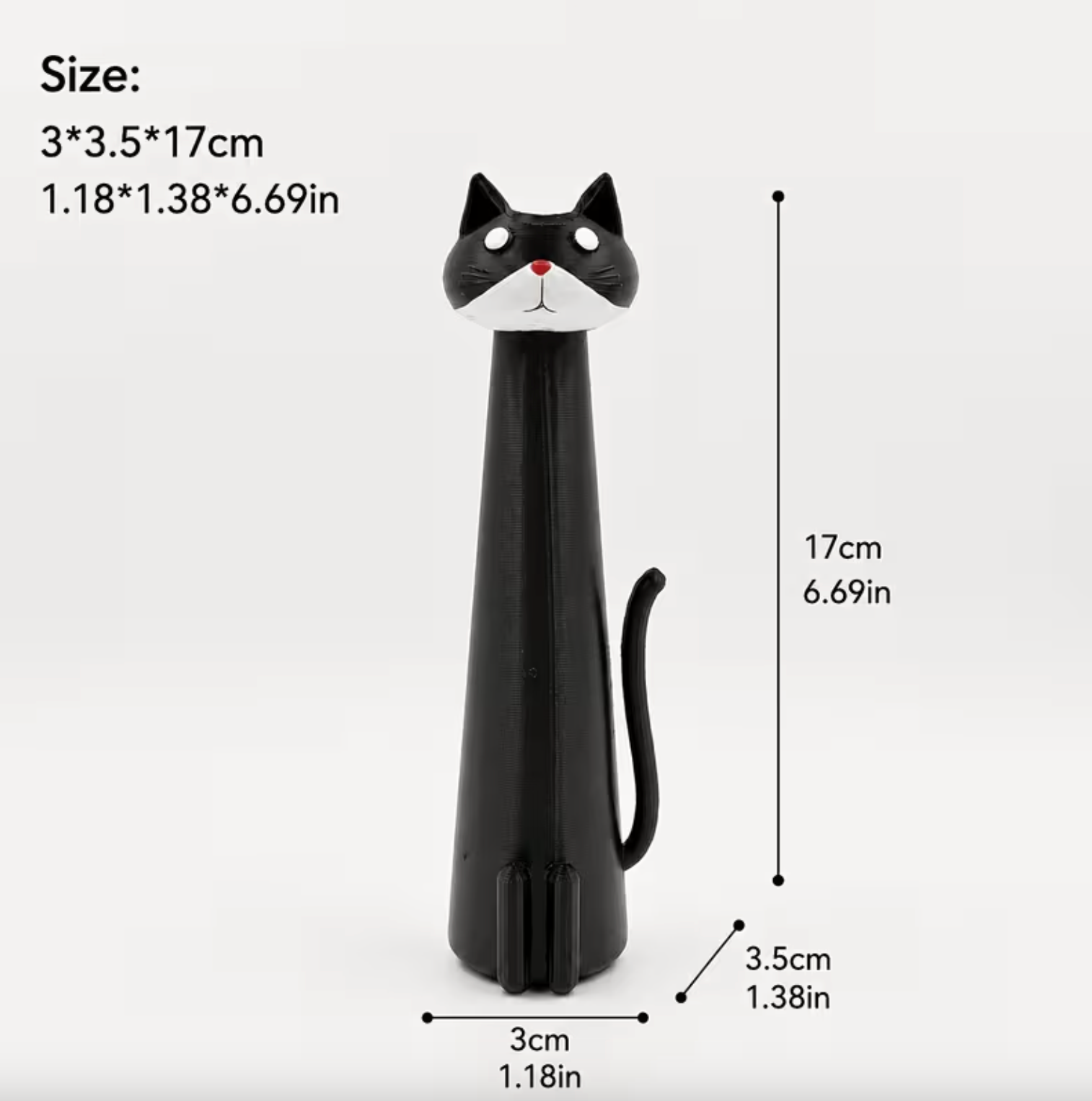 Hand Painted Cat Vase in Glazed Ceramic, 7.8 in, view 7